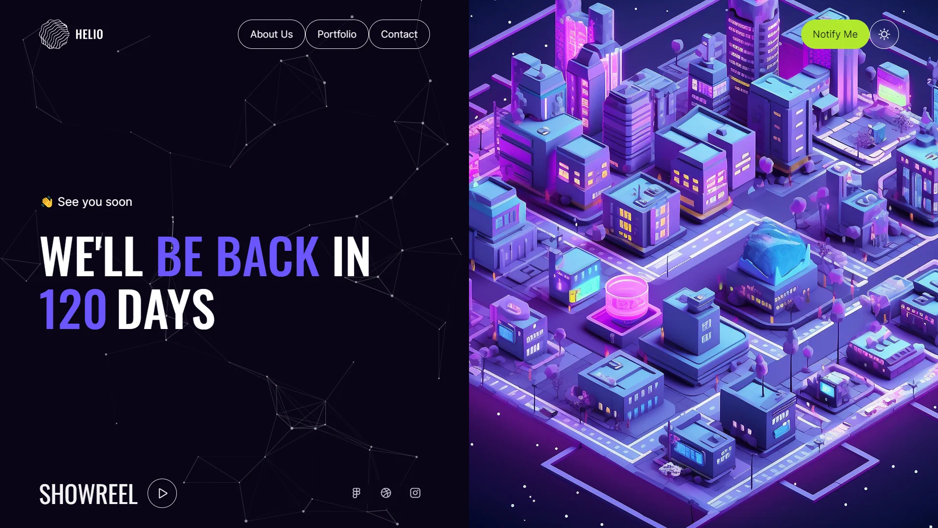 Helio Coming Soon Template Preview Screen